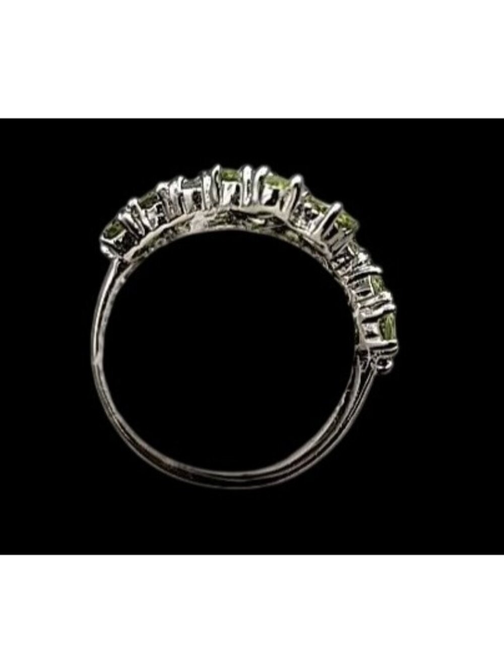 Sterling Silver 925 Peridot Tanzanite Bypass Cluster Ring 9 AS IS Missing Stone - Picture 4 of 14